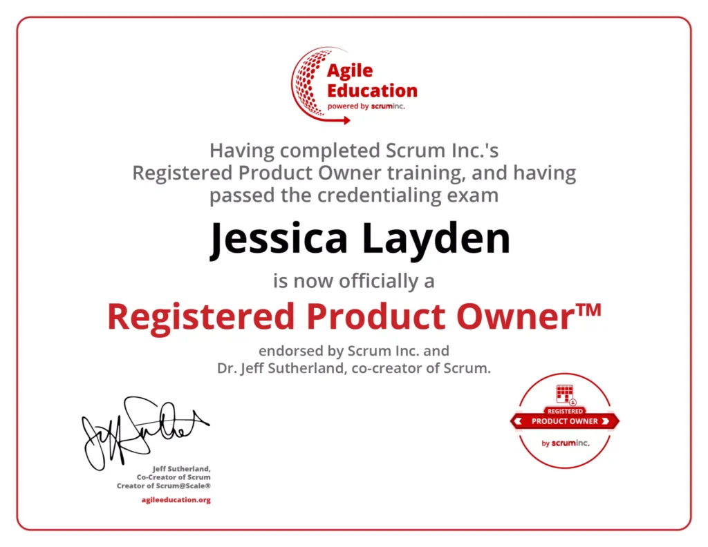 Registered Product Owner certificate