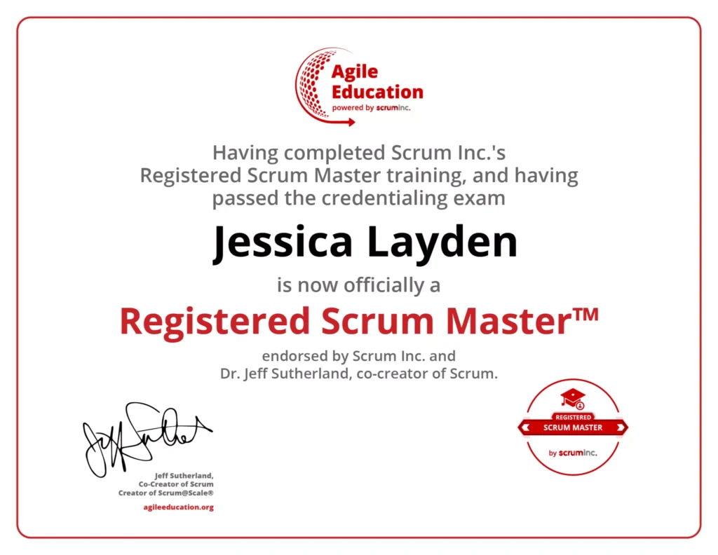 Registered Scrum Master certificate